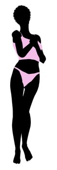 African american lingerie without socks illustration silhouette on a white background