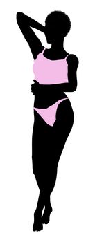African american lingerie without socks illustration silhouette on a white background