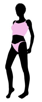 African american lingerie without socks illustration silhouette on a white background