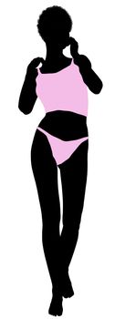 African american lingerie without socks illustration silhouette on a white background