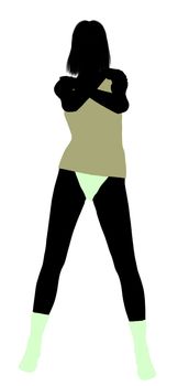 Woman lingerie with socks illustration silhouette on a white background