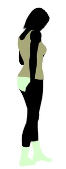 Woman lingerie with socks illustration silhouette on a white background