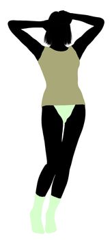 Woman lingerie with socks illustration silhouette on a white background