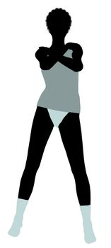 African american lingerie with socks illustration silhouette on a white background