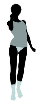 African american lingerie with socks illustration silhouette on a white background