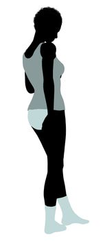 African american lingerie with socks illustration silhouette on a white background