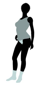 African american lingerie with socks illustration silhouette on a white background