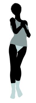 African american lingerie with socks illustration silhouette on a white background