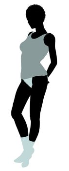 African american lingerie with socks illustration silhouette on a white background