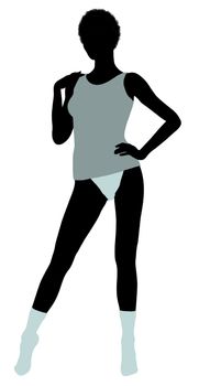 African american lingerie with socks illustration silhouette on a white background