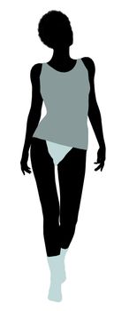 African american lingerie with socks illustration silhouette on a white background