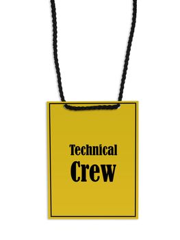 Technical crew backstage pass on white background.