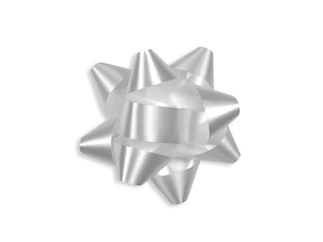 White gift bow isolated on white, with clipping path.