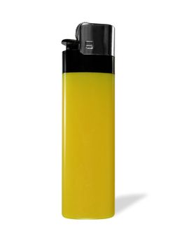 Yellow lighter, isolated on white, with clipping path.
