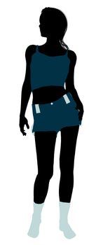 Woman lingerie with socks illustration silhouette on a white background