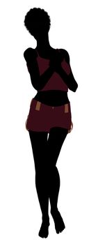 African american lingerie without socks illustration silhouette on a white background