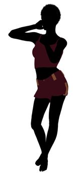 African american lingerie without socks illustration silhouette on a white background