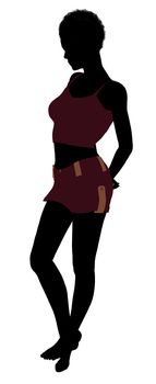 African american lingerie without socks illustration silhouette on a white background