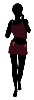 African american lingerie without socks illustration silhouette on a white background