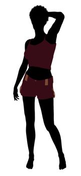African american lingerie without socks illustration silhouette on a white background