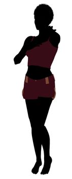 African american lingerie without socks illustration silhouette on a white background