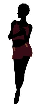 African american lingerie without socks illustration silhouette on a white background