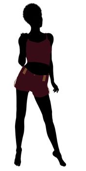 African american lingerie without socks illustration silhouette on a white background