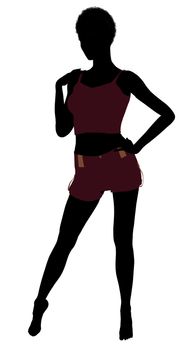 African american lingerie without socks illustration silhouette on a white background