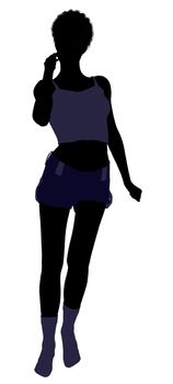 African american lingerie with socks illustration silhouette on a white background