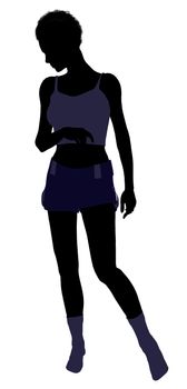 African american lingerie with socks illustration silhouette on a white background