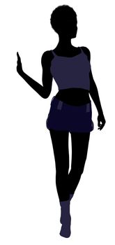 African american lingerie with socks illustration silhouette on a white background