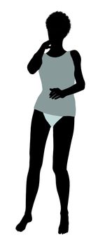 African american lingerie without socks illustration silhouette on a white background