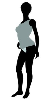 African american lingerie without socks illustration silhouette on a white background
