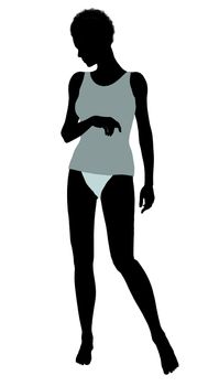 African american lingerie without socks illustration silhouette on a white background