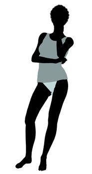African american lingerie without socks illustration silhouette on a white background