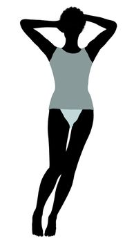 African american lingerie without socks illustration silhouette on a white background