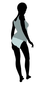 African american lingerie without socks illustration silhouette on a white background