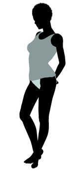 African american lingerie without socks illustration silhouette on a white background