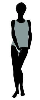 African american lingerie without socks illustration silhouette on a white background