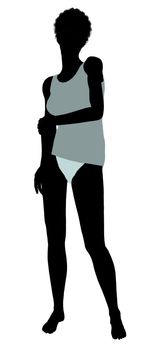 African american lingerie without socks illustration silhouette on a white background