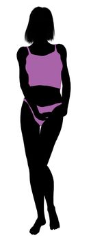 Woman lingerie without socks illustration silhouette on a white background