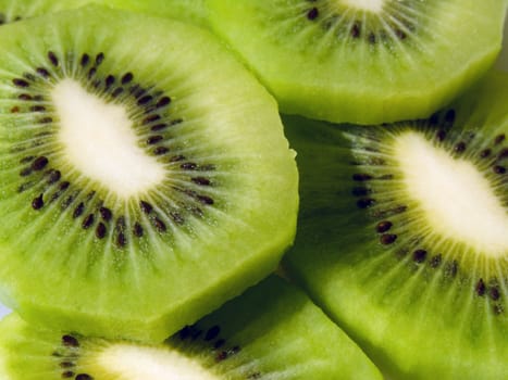 Close-up of fresh cut sliced kiwi fruit