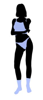 Woman lingerie with socks illustration silhouette on a white background