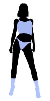 Woman lingerie with socks illustration silhouette on a white background