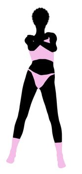 African american lingerie with socks illustration silhouette on a white background
