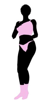 African american lingerie with socks illustration silhouette on a white background