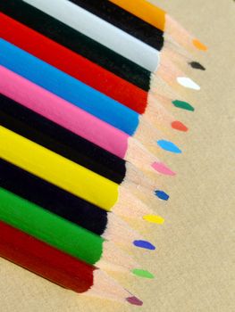 Close-up of some colored pencils