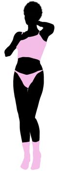 African american lingerie with socks illustration silhouette on a white background