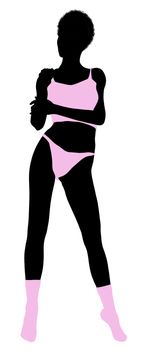 African american lingerie with socks illustration silhouette on a white background