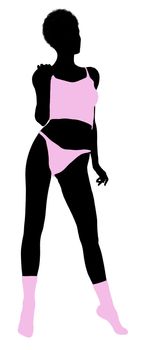 African american lingerie with socks illustration silhouette on a white background
